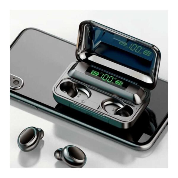 écouteurs sans fil BLUETOOTH 5.0 EARPHONES F9 TWS + powerbank noir