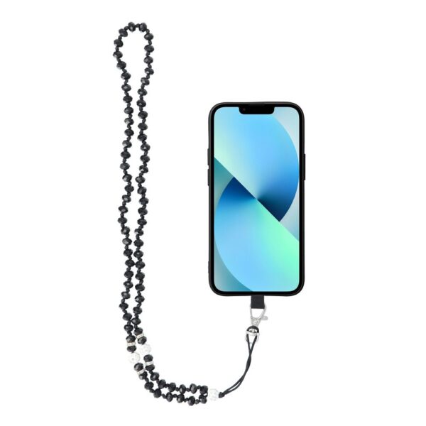 Cordon tour de cou, pendentif téléphone - CRYSTAL DIAMOND / longueur cordon 74 cm  / pour tour de cou - noir