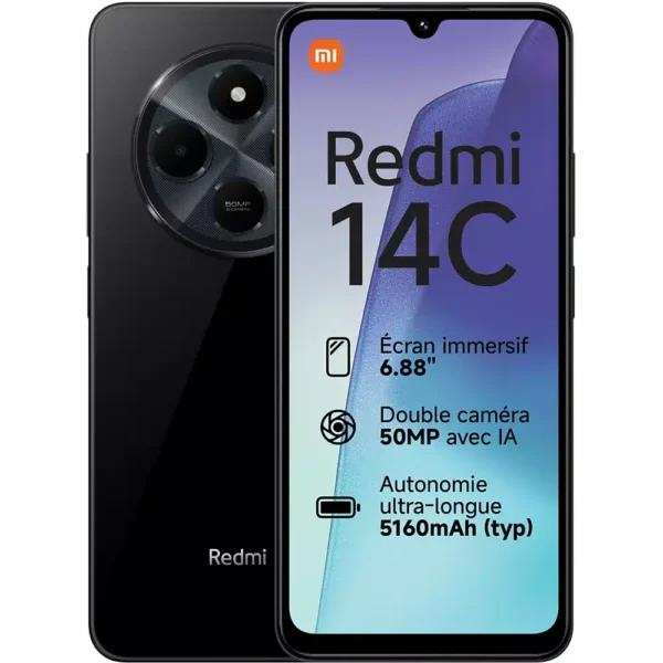Redmi 14C 8 Go ram 256 Go stockage 50Mp Wifi Mimo  Midnight Black android 14