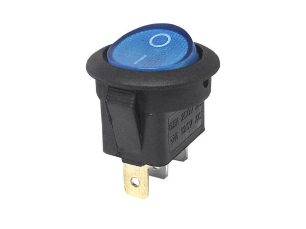 Interrupteur SW-01DC 12V, lumineux en bleu.
