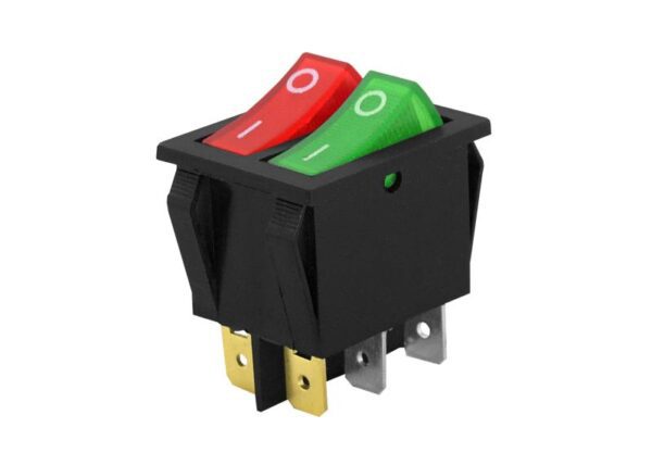 Interrupteur à bascule MARCHE/ARRÊT 6 broches rouge-vert