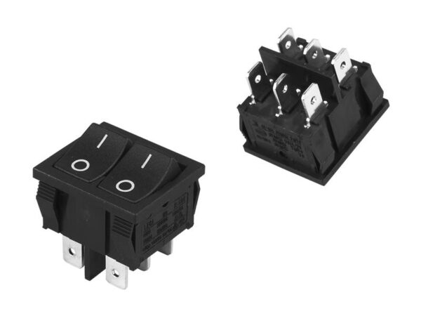 Interrupteur à bascule double noir, 6 A, 0-1.