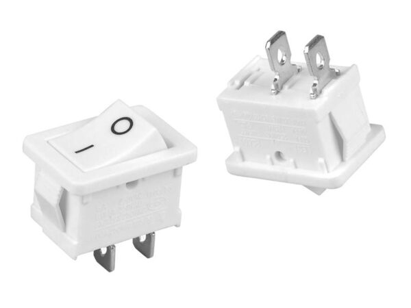 Interrupteur à bascule rectangulaire blanc, 6 A, 0-1.