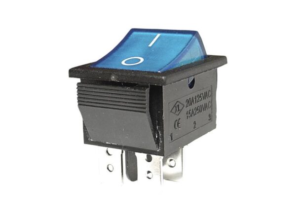 Interrupteur MK621, lumineux, grand, bleu, 230V.