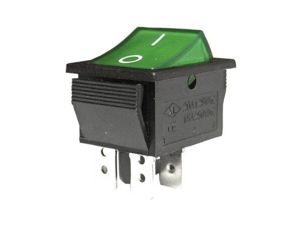 Interrupteur MK621, lumineux, grand, vert, 230V.