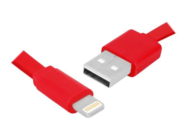 Câble PS USB - iPhone 8 broches plat de 1 m, rouge