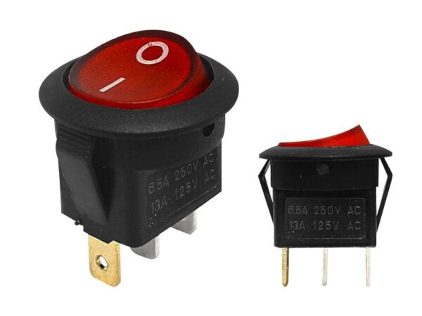 Interrupteur SW-01AC 250 V rétroéclairé en rouge
