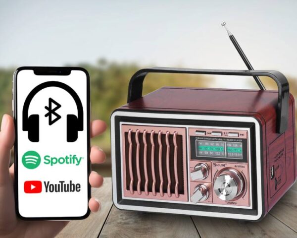 Radio portable PS Drawa Retro, Bluetooth, FM, USB, SD, AUX, rose