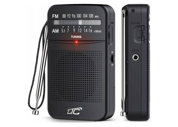 Radio de poche portable LTC LEGA, AM/FM/AUX, noire