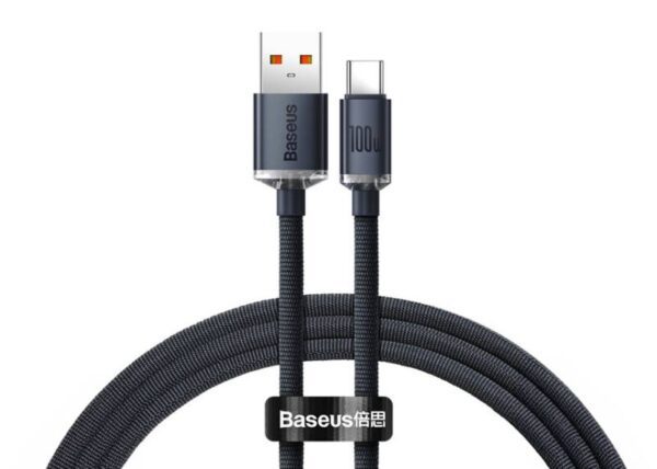 Câble USB-C Baseus Crystal Shine - USB-C 1,2 m 100 W Noir