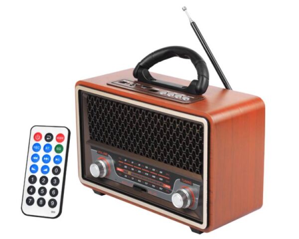 Radio portable PS rétro Bluetooth, FM, USB, SD, AUX avec télécommande, couleur or