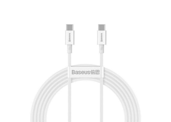 Câble de données à charge rapide Baseus Superior Series 2, USB-C vers USB-C, 1 m, 100 W, blanc