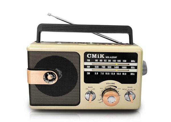 Radio portable MK-A25BT Gold, Bluetooth, carte TF, batterie 18650, câble USB-C