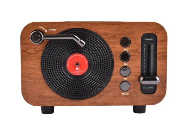 Radio portable RETRO MINI MK-267BT avec Bluetooth, USB et lecteur de carte TF, batterie 18650 intégrée, marron