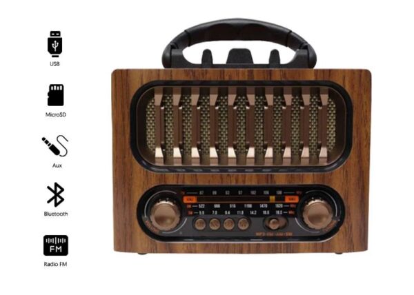 Radio portable RETRO MK-261BT Bluetooth, USB, carte TF, entrée auxiliaire, batterie intégrée