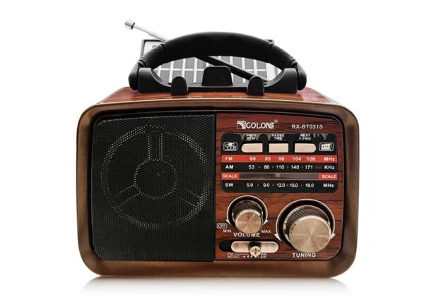 Radio portable RX-BT031 avec panneaux solaires, FM, Bluetooth, USB, lecteur de carte SD et batterie 18650