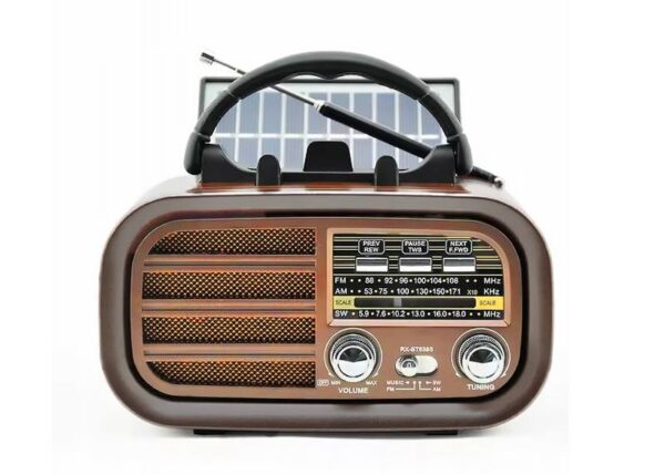 Radio portable RX-BT638 avec panneaux solaires, FM, Bluetooth, USB, carte SD et batterie 18650