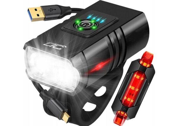 Kit d'éclairage pour vélo : lampe frontale 800 lm pour vélo/scooter + feu arrière BC-100