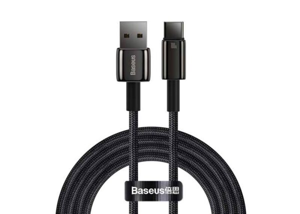 Câble Baseus Tungsten USB-A vers USB-C 2 m 100 W Noir