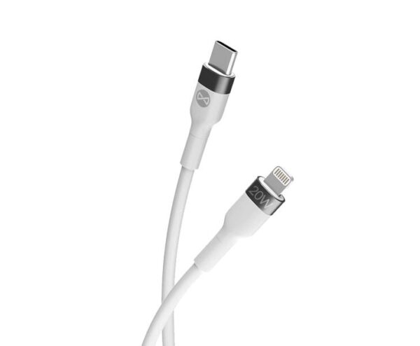 Câble USB-C/Lightning flexible Forever 1 m 20 W blanc