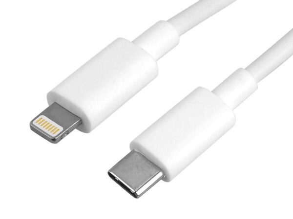 Câble USB Type-C - Lightning, 5A, 1m, blanc.