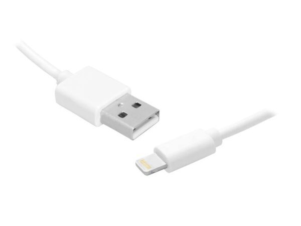 Câble PS iPhone 8 broches, 1 m, blanc, charge rapide.