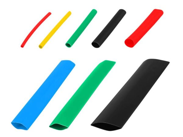 PS Lot de 328 gaines thermorétractables en polyoléfine.