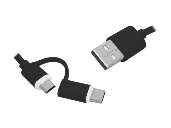 Câble PS USB - USB Type-C / microUSB 2 en 1 noir