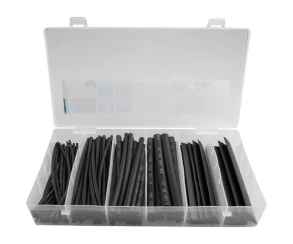 Lot de 100 gaines thermorétractables noires de 10 cm de diamètre.
