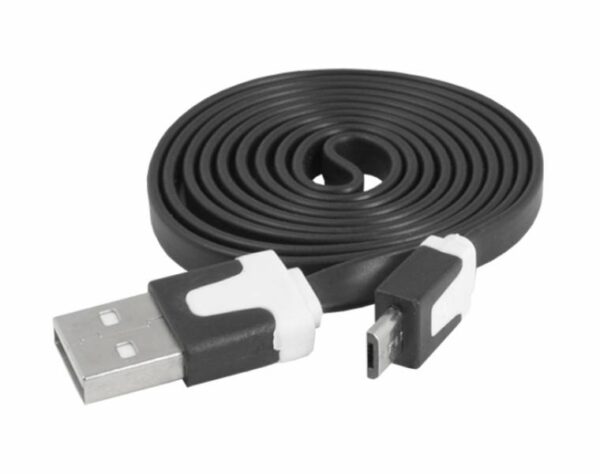 Câble USB - micro USB, noir, plat.