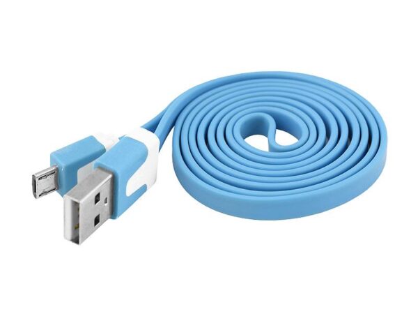 Câble PS USB-micro USB, plat bleu.