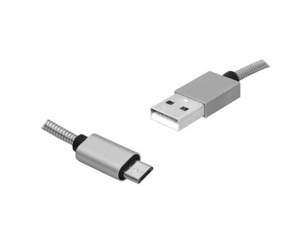 Câble PS USB-microUSB 1 m tressé argent