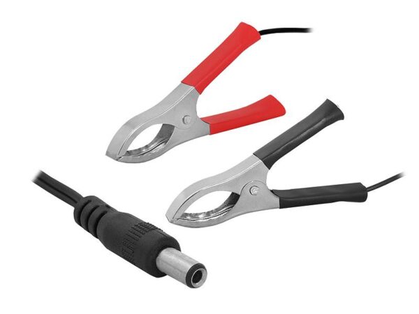 Câble avec prise DC 2,5/5,5 et pinces crocodiles, 1,8 m.