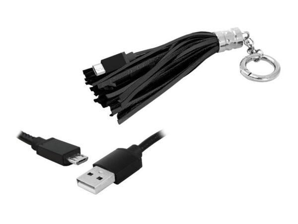 Porte-clés câble USB-microUSB PS, noir.