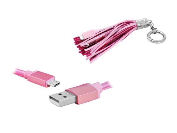 Porte-clés câble USB-microUSB PS, rose.