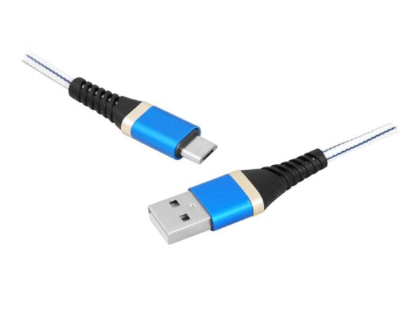 Câble PS USB - microUSB 1 m tressé bleu