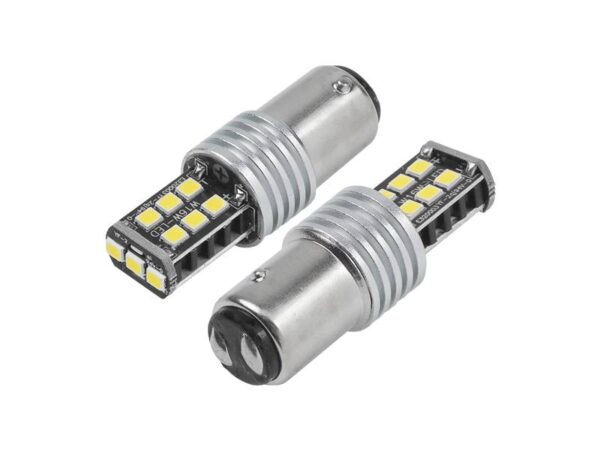 LED AMIO CANBUS 15SMD 2835 7,5W 1157 (P21/5W) Blanc 12V/24V, lot de 2 pièces.