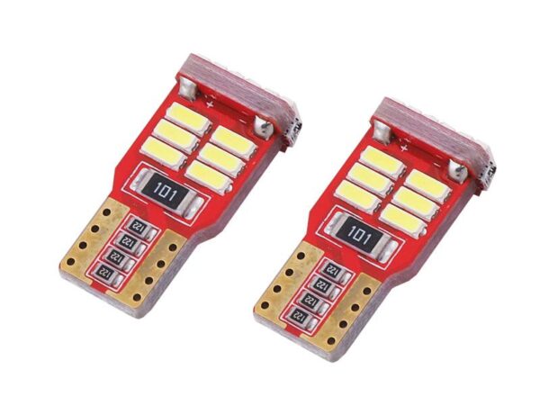LED AMIO CANBUS 18SMD 4014 T10e (W5W) Blanc 12V, lot de 2 pièces.