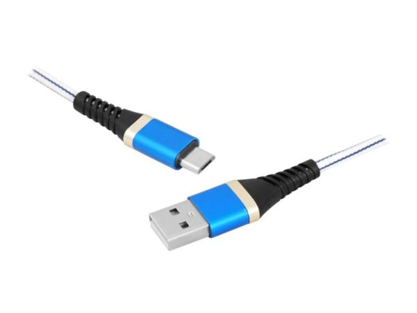 Câble PS USB - microUSB 2 m tressé bleu