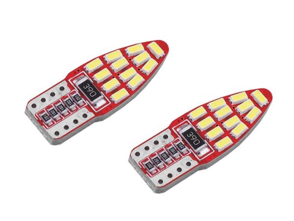 Ampoules LED AMIO CANBUS 24SMD 3014 T10e (W5W) blanches 12 V, lot de 2