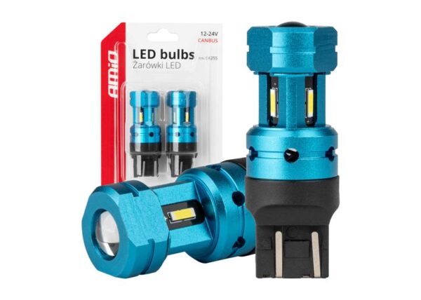 Lot de 2 ampoules LED PS AMIO CANBUS T20 7443 W21/5W 4SMD blanches 12V/24V
