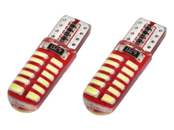 PS LED Amio Canbus 24 x SMD 3014, T10e (W5W), Blanc silice, 12 V, lot de 2 pièces.