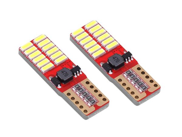 PS LED AMIO CANBUS 24SMD 4014 T10e (W5W) Blanc 12V/24V lot de 2 pièces.