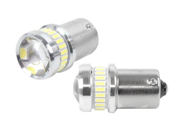 Ampoules LED CANBUS 3014 Amio, 24 x SMD + 6 x SMD 3030 1156 (R5W, R10W) P21 Blanc, 12V/24V