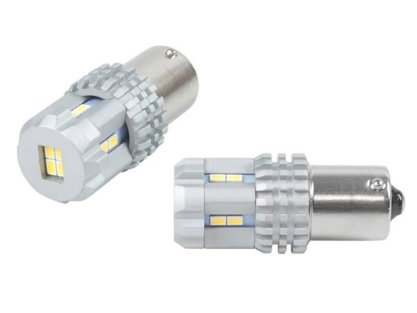 Ampoules LED CANBUS Amio UltraBright 3020, 12 x SMD 1156 (R5W, R10W), P21, blanc, 12 V/24 V