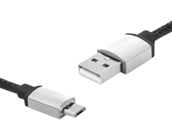 Câble PS USB-microUSB, 1 m, noir, cuir.