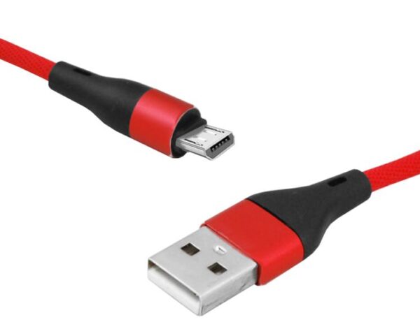 Câble PS USB - microUSB 1 m tressé rouge