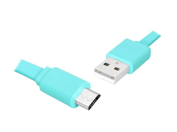 Câble PS USB - microUSB 1 m, plat, bleu.
