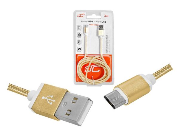 Câble PS USB-microUSB 2 m tressé or