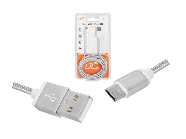 Câble PS USB-microUSB 2 m, argent.